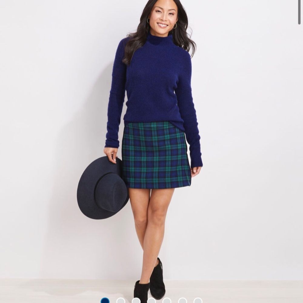 🌺Vineyard Vines Blackwatch Ponte Plaid Skirt Green Blue Tartan - Picture 4 of 7
